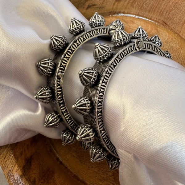 Chitra - German Silver Handmade Kada - Free Size - Single