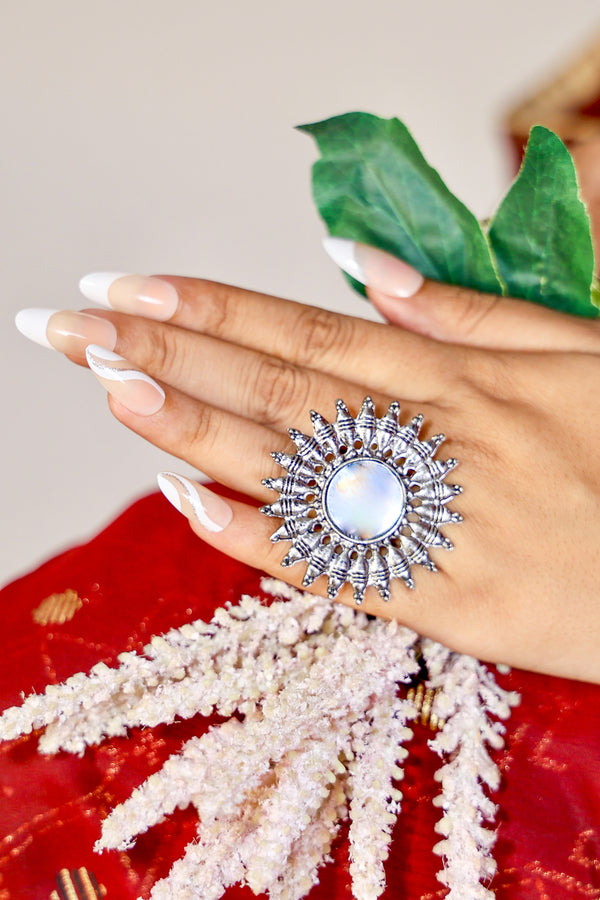 Naazuk Nazaare Free Sized - Adjustable, Bohemian Oxidised Ring