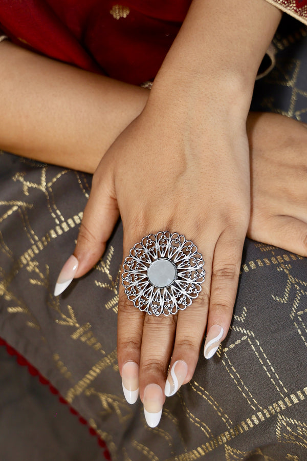 Kamakhya Free Sized - Adjustable, Bohemian Oxidised Ring