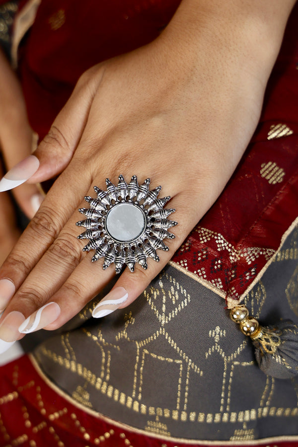 Ruhani Free Sized - Adjustable, Bohemian Oxidised Ring