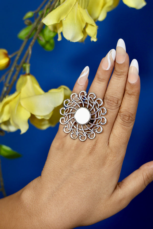 Mehkaana Free Sized - Adjustable, Bohemian Oxidised Ring
