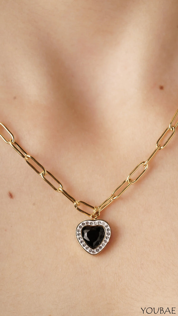 Black Heart Anti- Tarnish Necklace