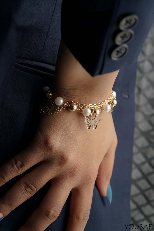 Butterfly Pearl Dainty Bracelet