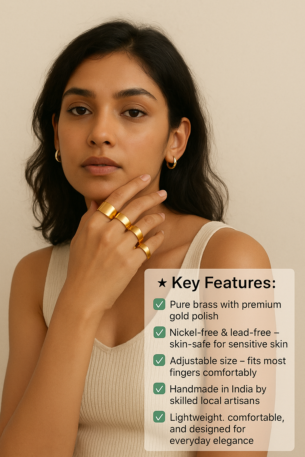 Aura d’Oro Free Sized - Adjustable Brass Ring offer