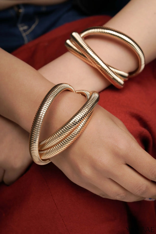 Chunky Tripple Layered Anti Tarnish Bracelet- Rose Gold