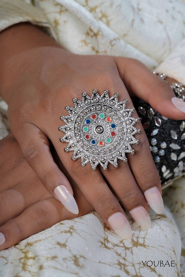 Indumati Free Sized - Adjustable, Bohemian Oxidised Ring