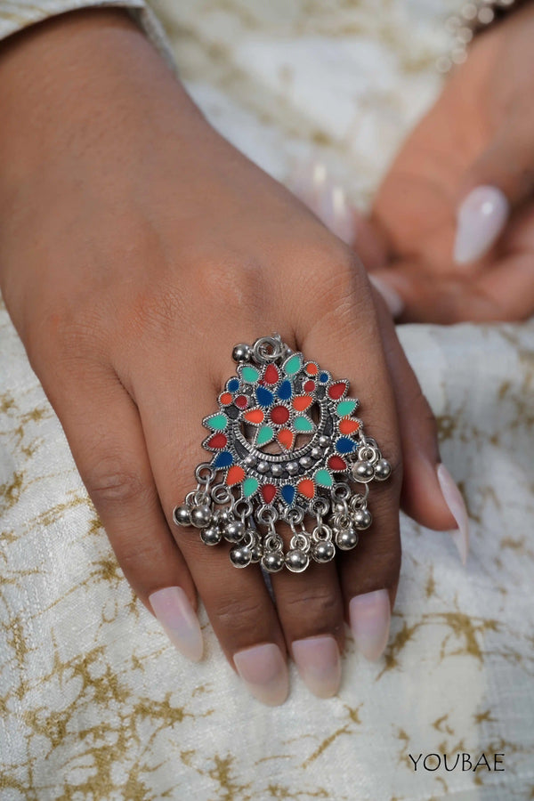 Sumitra Free Sized - Adjustable, Bohemian Oxidised Ring