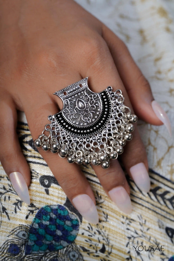 Shilavati Free Sized - Adjustable, Bohemian Oxidised Ring