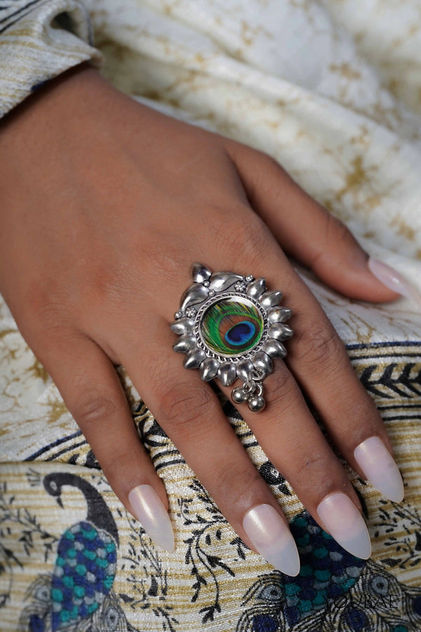 Radha Bai Free Sized - Adjustable, Bohemian Oxidised Ring