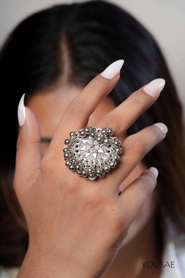 Ujjwala Free Sized - Adjustable, Bohemian Oxidised Ring