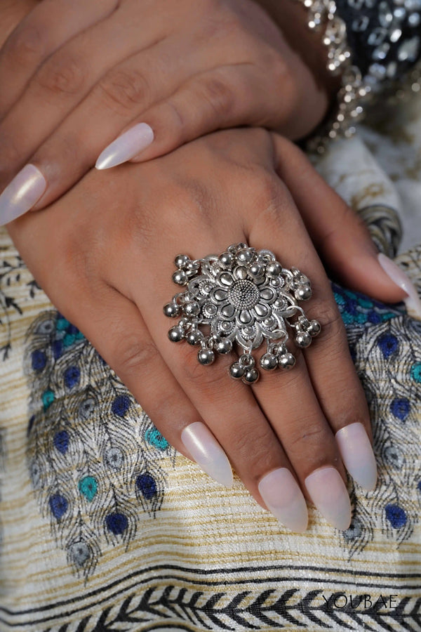 Kastura Free Sized - Adjustable, Bohemian Oxidised Ring