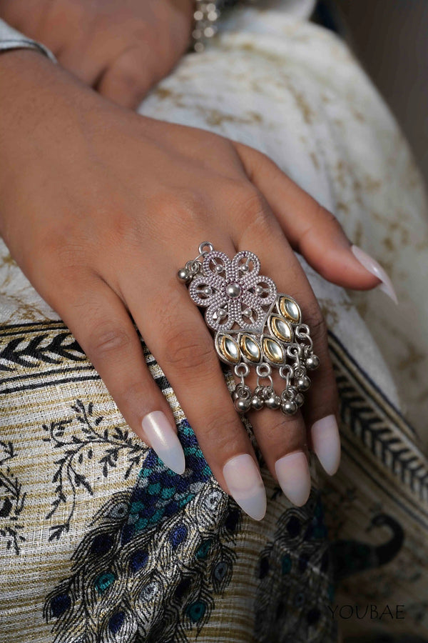 Manjusha Free Sized - Adjustable, Bohemian Oxidised Ring