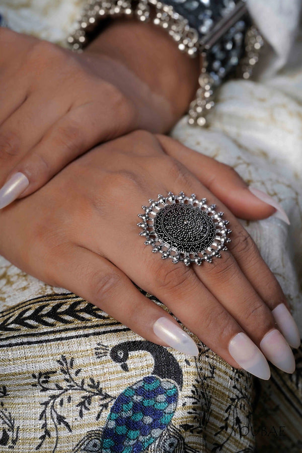 Kasturi Free Sized - Adjustable, Bohemian Oxidised Ring