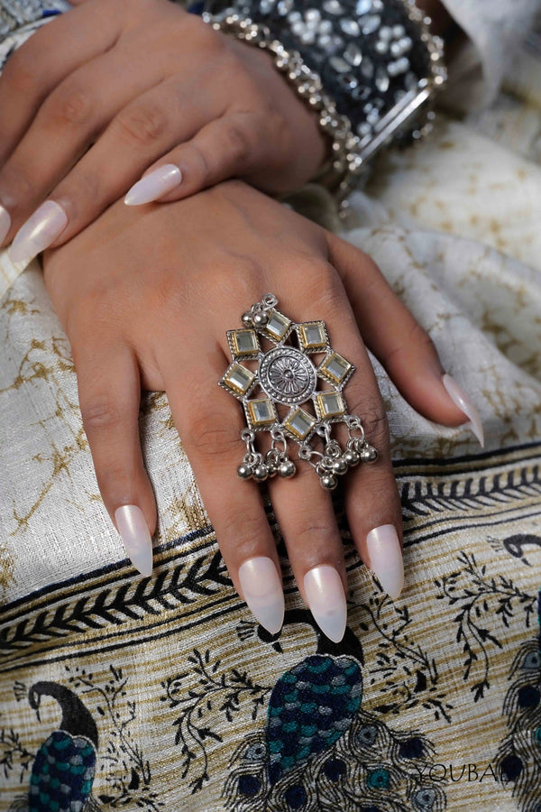 Rajani Free Sized - Adjustable, Bohemian Oxidised Ring