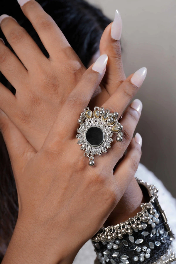 Yashomati Free Sized - Adjustable, Bohemian Oxidised Ring