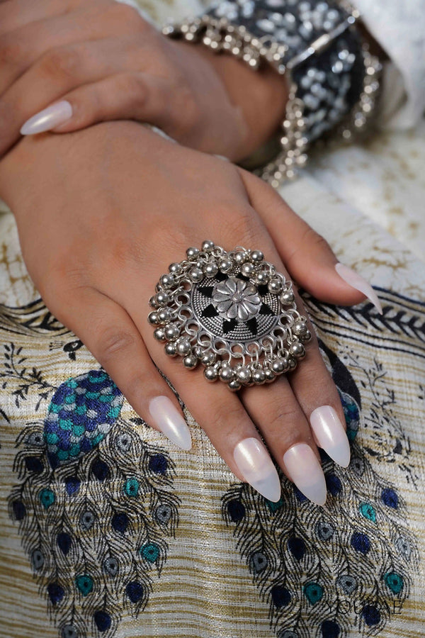 Swara Free Sized - Adjustable, Bohemian Oxidised Ring