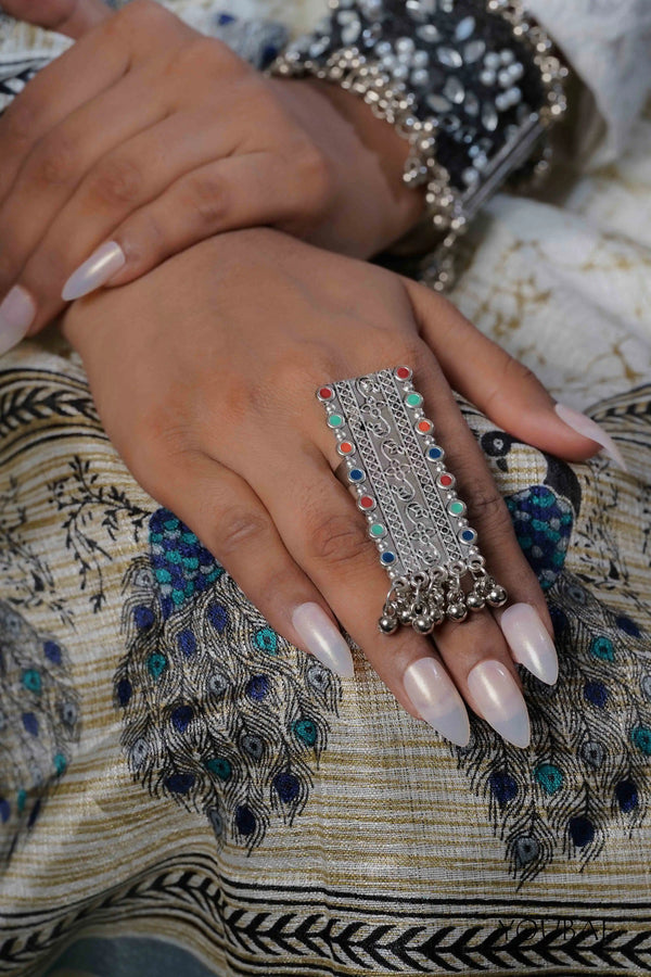 Meglekha Free Sized - Adjustable, Bohemian Oxidised Ring