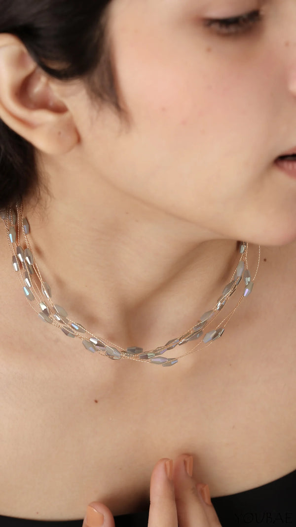 Grey Beads Choker -Premium, Anti Tarnish Stainless Steel