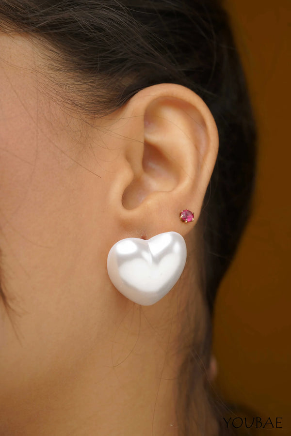 Heart Pearl Studs