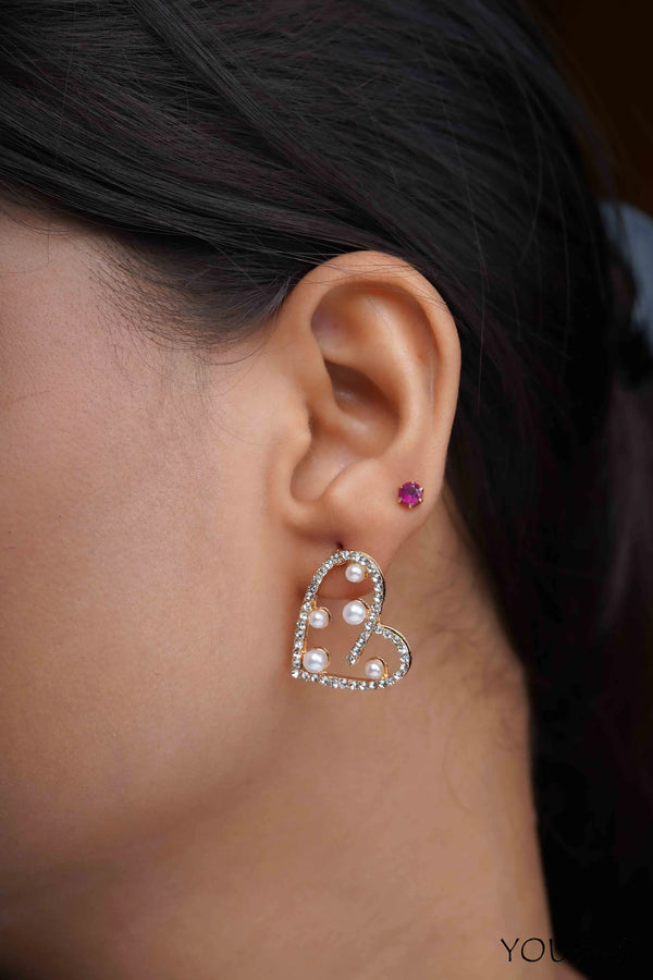 Mory Heart Pearl Studs