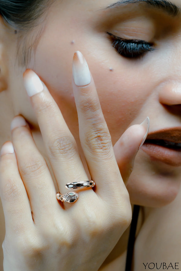 Studded Snake Free Size Adjustable Anti Tarnish Stainless Steel Adjustable Ring