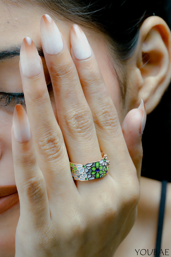 Flora Stainless Steel Anti tarnish, Free Size, Adjustable Ring