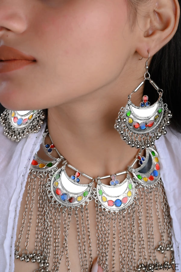 Rangeen Chand Ghungroo Neckpiece Set - With Matching Earrings
