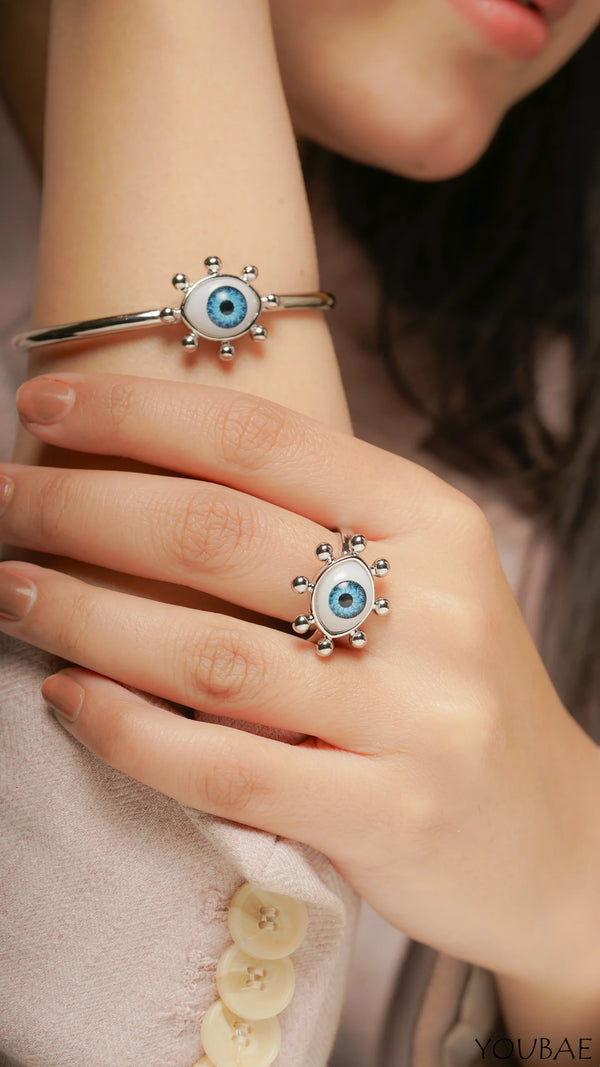 Evil Eye Combo of Anti Tarnish Bracelet & Ring