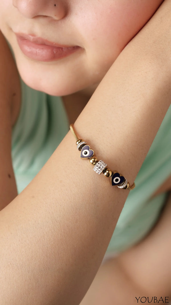 Evil Eye Heart Anti Tarnish Bracelet