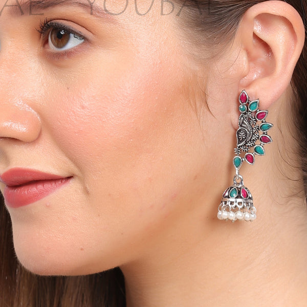 Parinaaz German Silver Jhumka