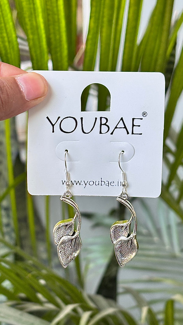 Duo Leaf Bling Drop Earrings