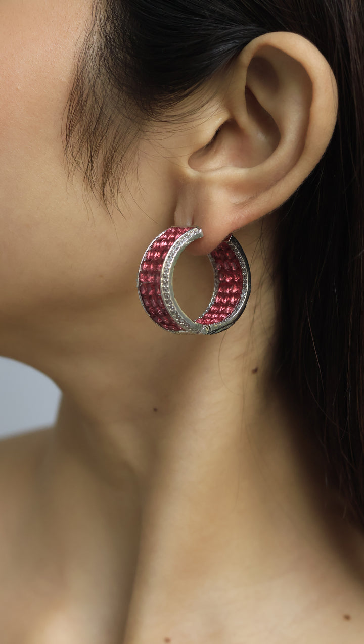 Color Stone Invisible Setting Jewelry Svetla Invisible Stone Setting AD Hoops – Youbae.in