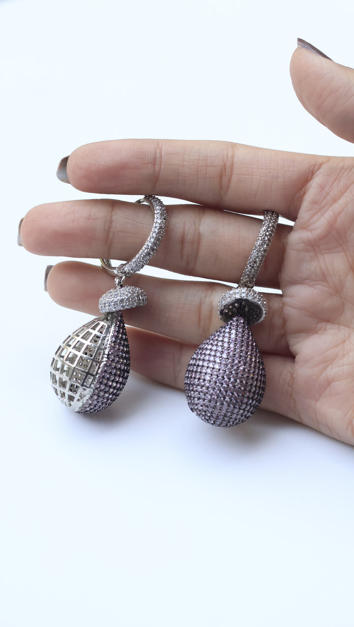 Color Stone Invisible Setting Jewelry Lena Invisible Stone Setting AD Earrings – Youbae.in