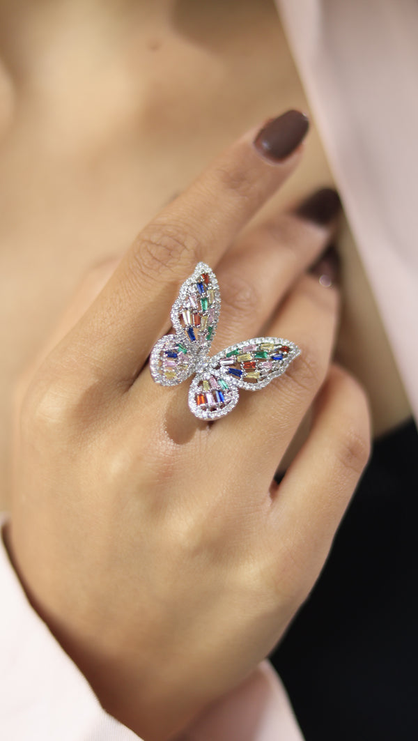 Butterfly Statement Free Sized Adjustable AD Ring