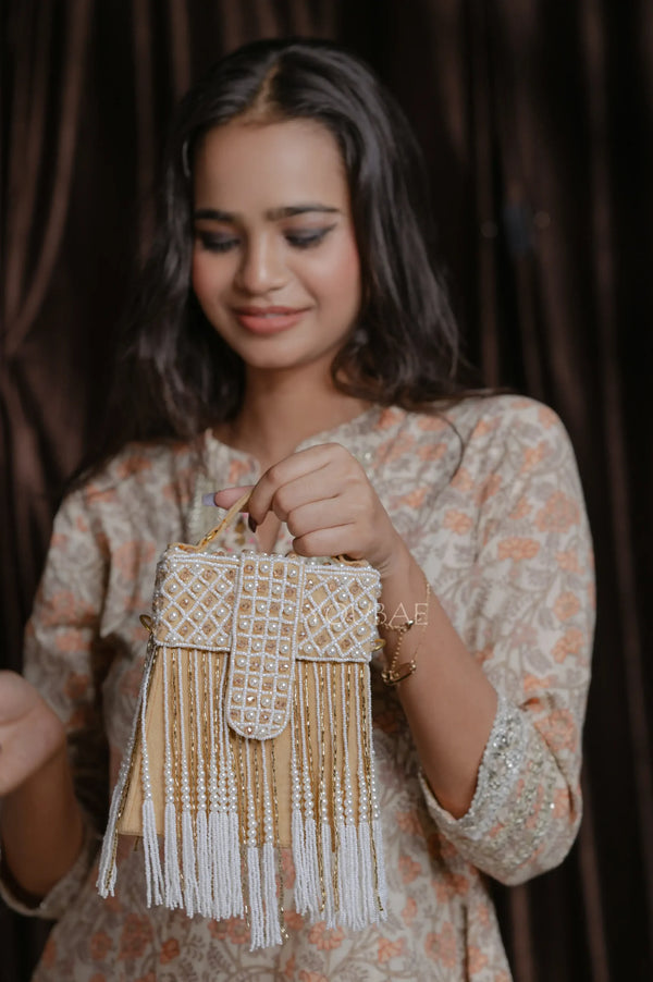 Ochre Jhaalar Box Clutch Bag