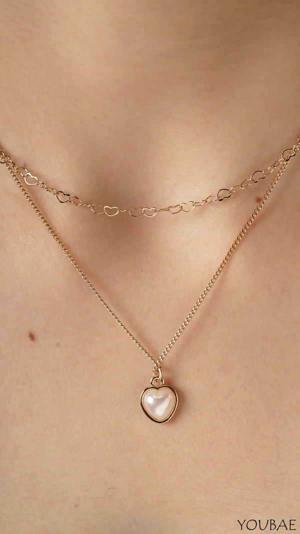 Pearl Heart Anti- Tarnish Necklace