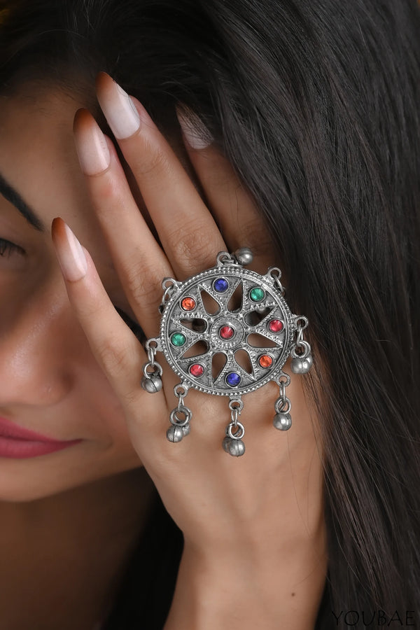 Rangeen Rangoli Oxidised Ring