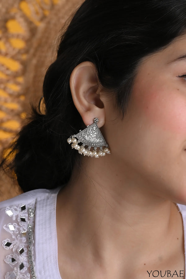 Shabana Pearl German Silver Earrings