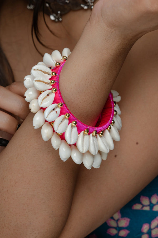 Pair of Shell Kada Bracelet - Pink