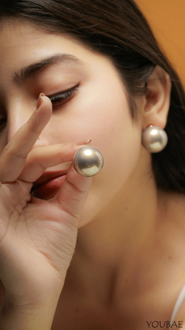 Silver Moon Pearl Studs