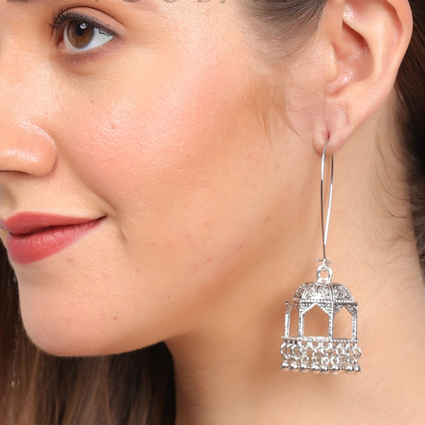 Silver Temple Drop Earrings