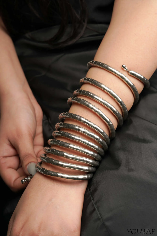 Statement Spiral Bracelet - Silver