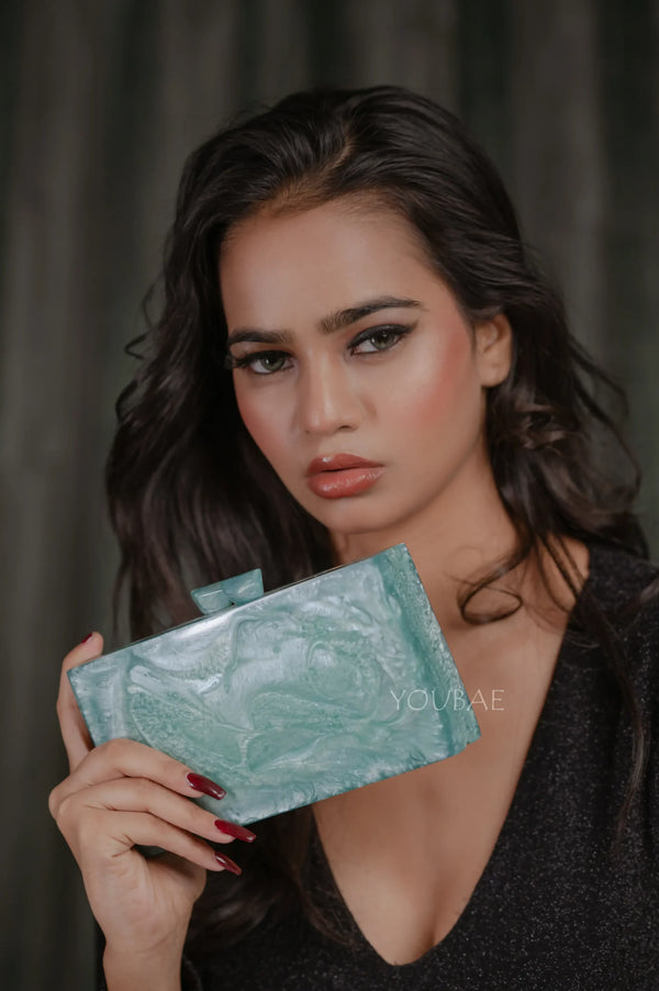 Teal Green Resin Clutch And Sling