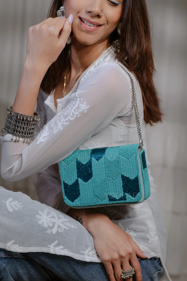 Turquoise Sequence Sling Bag