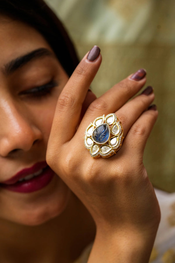 Aventika Gold Plated Fusion Adjustable Ring