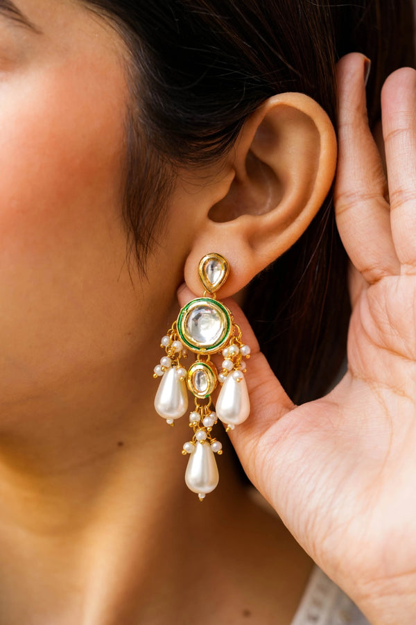 Aarina Kundan Gold Plated Fusion Earrings