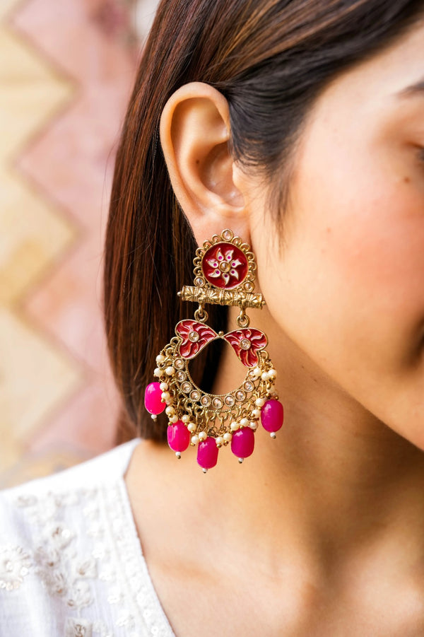 Thushani Kundan Gold Plated Fusion Earrings