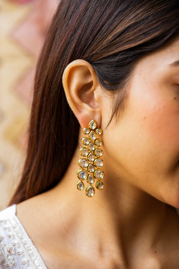 Gurika Kundan Gold Plated Fusion Earrings