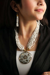 White Mehboob Neckpiece Set